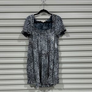 easel Navy and White Abstract Print Short Sleeve Mini Dress
